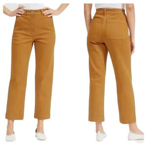 Everlane size 2 cropped straight leg jeans in brown mustard excellent condition